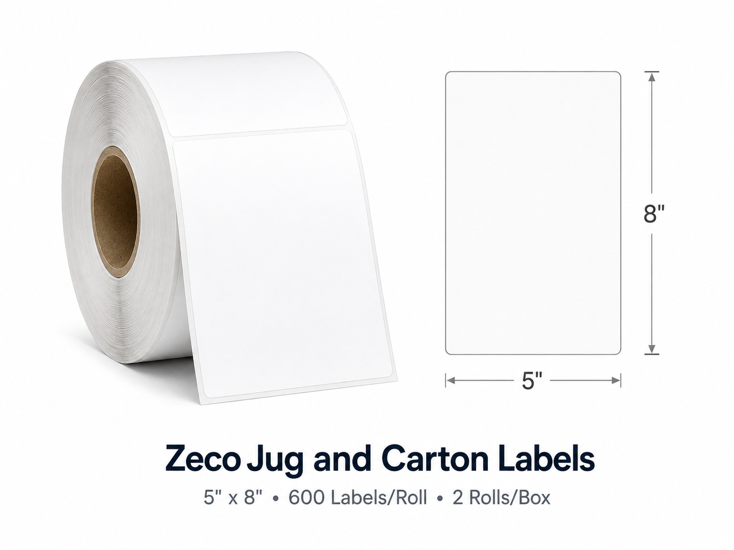 Zeco Jug and Carton Labels 5x8 (600 Labels/Roll, 2 Rolls/Box)