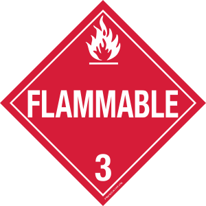 STANDARD Tagboard Flammable Class 3 Placard (Pack of 50)