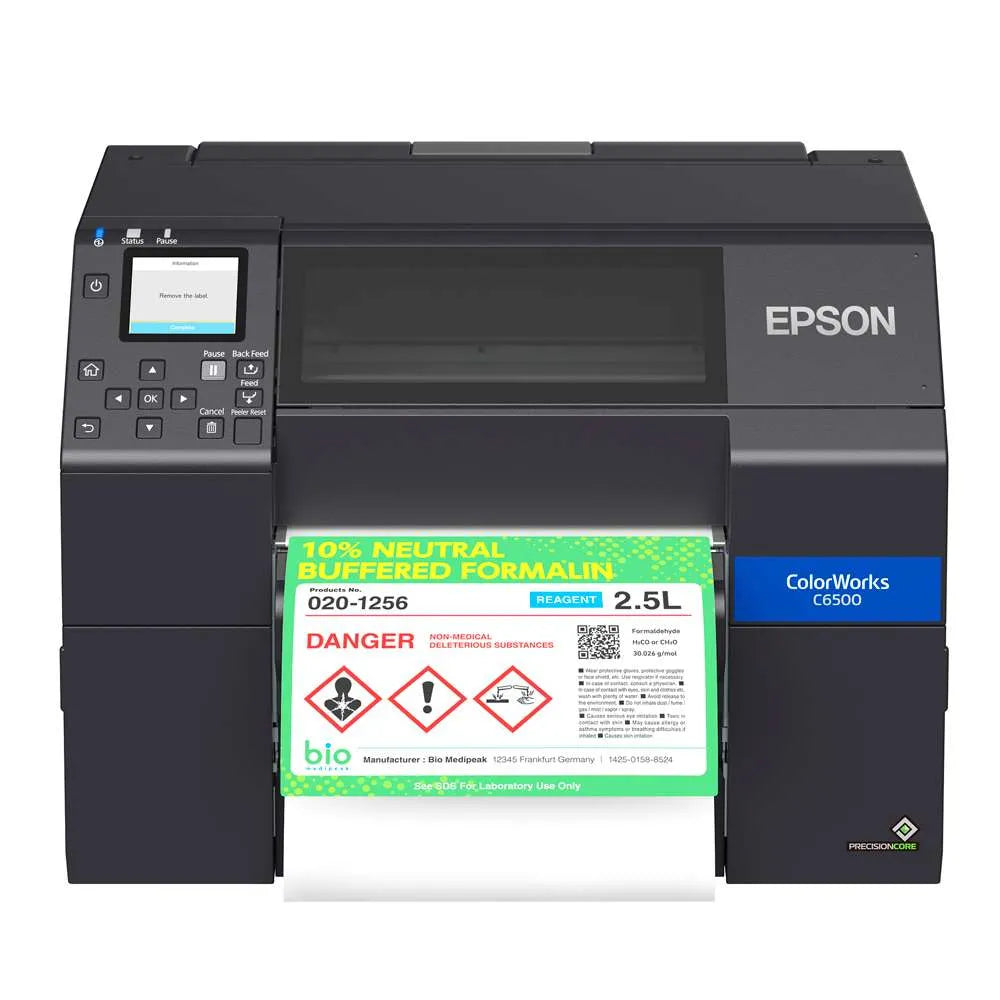 C6500P printing a label