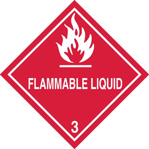 Vinyl Flammable Class 3 DOT 4"x4" Label (Roll of 500)