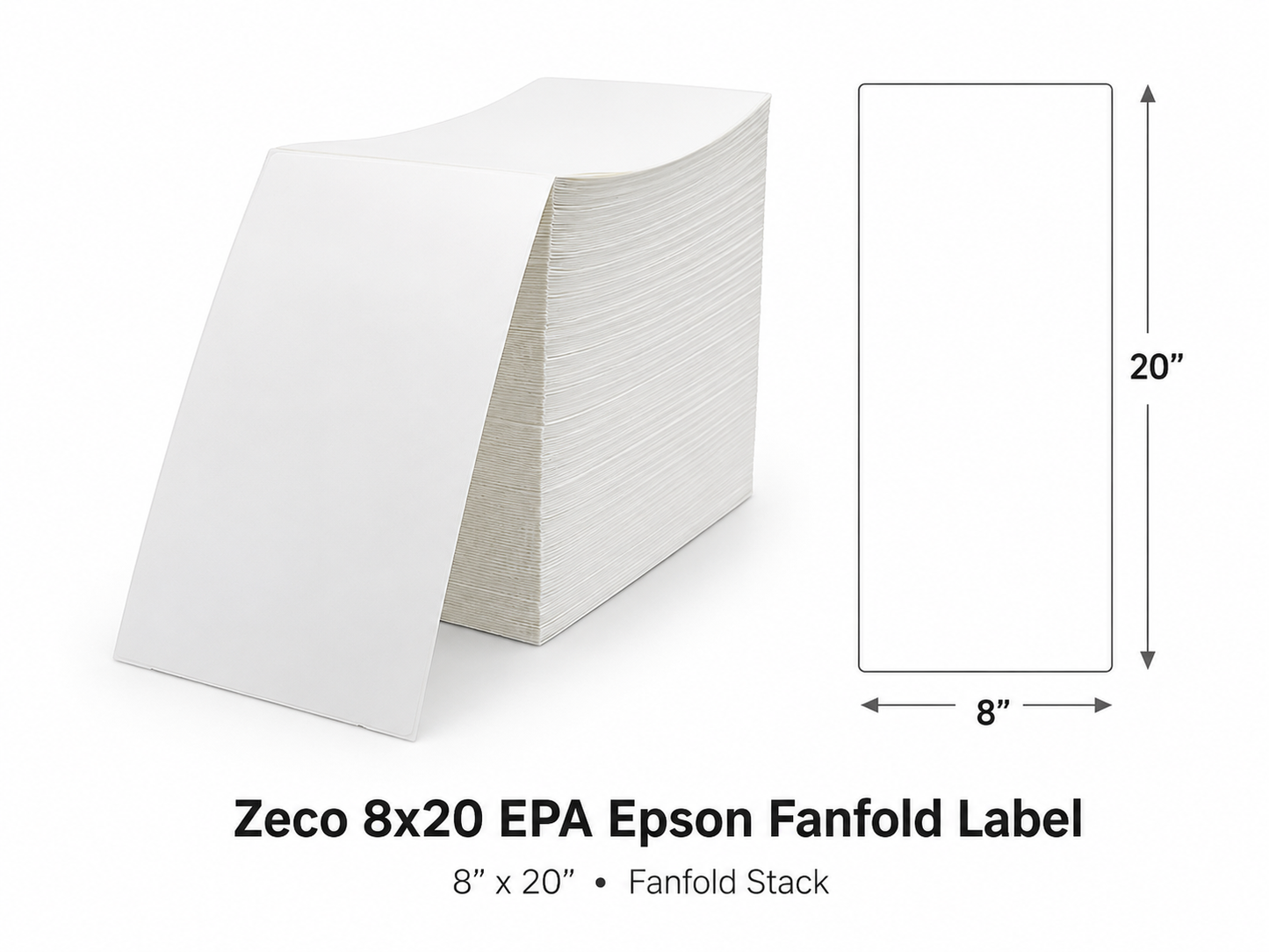 Zeco 8x20 EPA Epson Fanfold Label