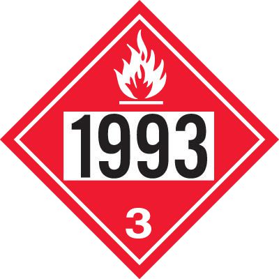 Vinyl Flammable Class 3 Placard (Pack of 50)