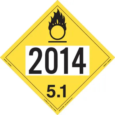 Tagboard Oxidizer 5.1 Class 5 Placard (Pack of 50)